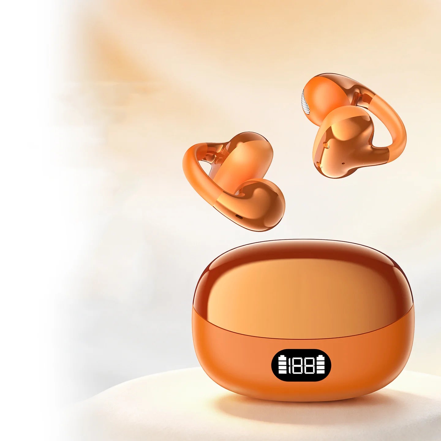 "Auricolari Bluetooth Open-Style con Display di Carica — Clip Lunga Batteria"