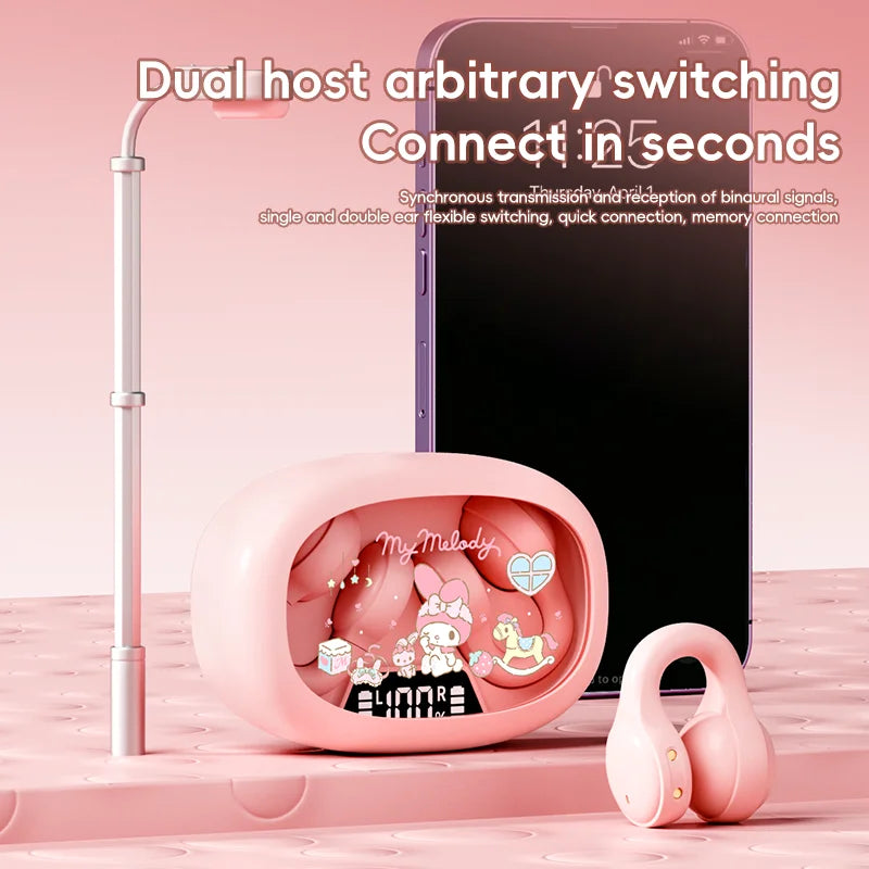 Cuffie con clip auricolari wireless EX53 Design a cartoni animati Display digitale intelligente Regolazione del volume Vestibilità sicura e comfort Auricolari Bluetooth