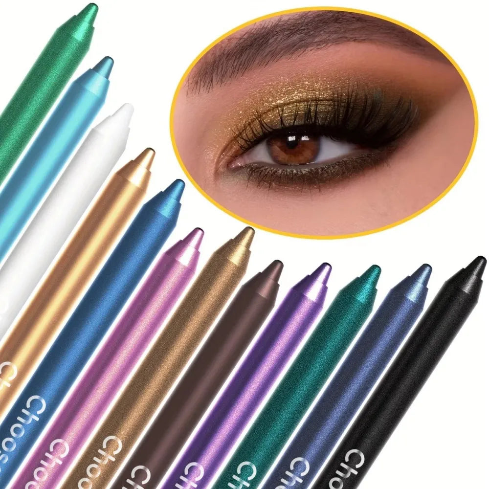 Set da 12 penne per eyeliner impermeabili con effetti scintillanti: include ombretto, evidenziatore durevole e facile da colorare