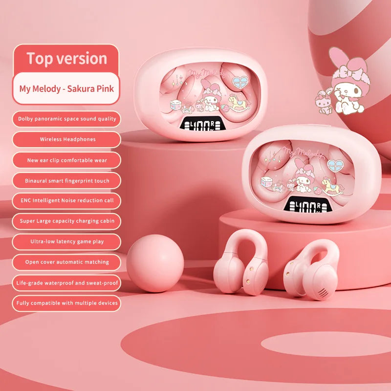 Cuffie con clip auricolari wireless EX53 Design a cartoni animati Display digitale intelligente Regolazione del volume Vestibilità sicura e comfort Auricolari Bluetooth