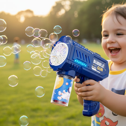Macchina per bolle a razzo con pistola a bolle completamente automatica, soffiatore automatico con giocattolo liquido a bolle per regali di bolle all'aperto da spiaggia per bambini