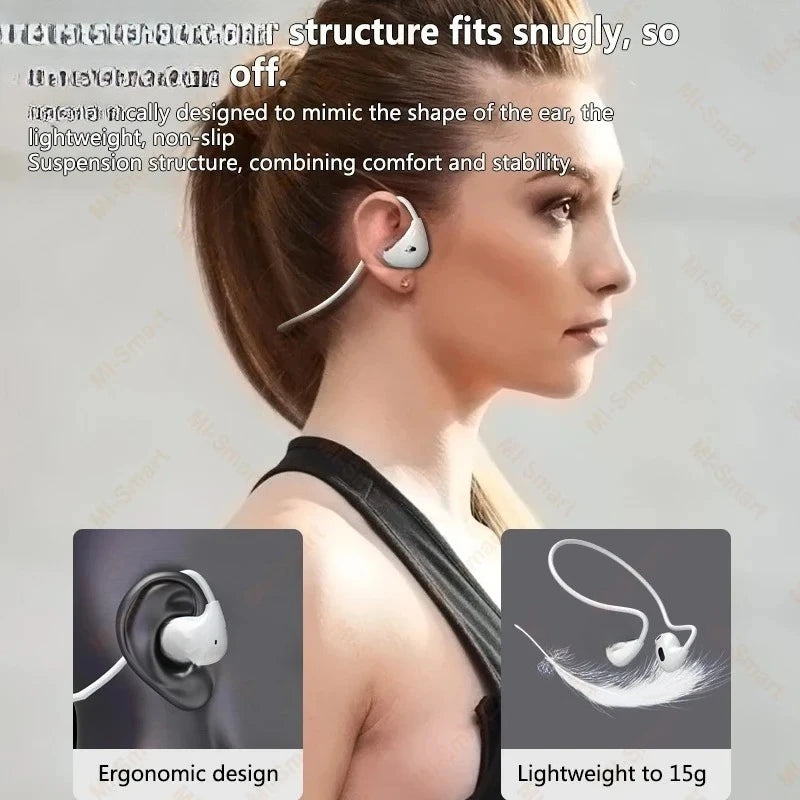 "Cuffie Sportive Wireless Lenovo con Gancio — Conduzione Ossea e Microfono"