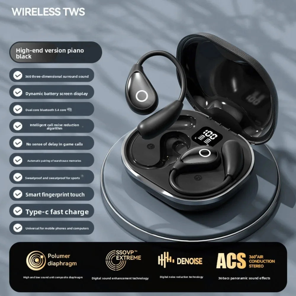 "Auricolari Bluetooth 5.4 Open-Ear per Bambini — Touch Control, Stereo Leggeri"