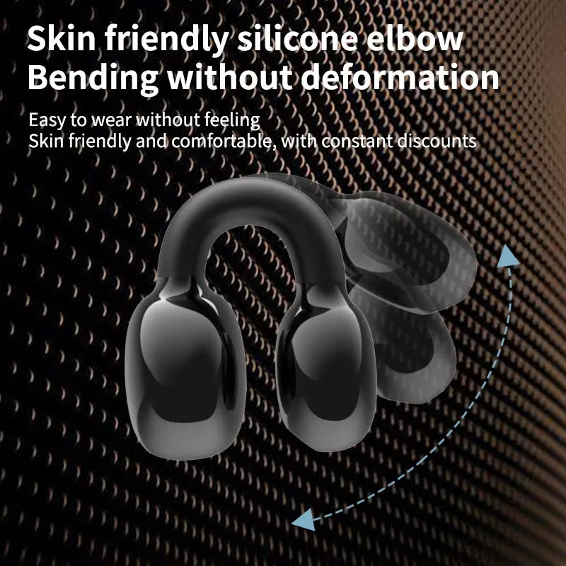 Auricolare Bluetooth senza fili Conduzione ossea a orecchio singolo Clip per orecchio Musica con cancellazione del rumore Chiamata HD Auricolare da gioco sportivo