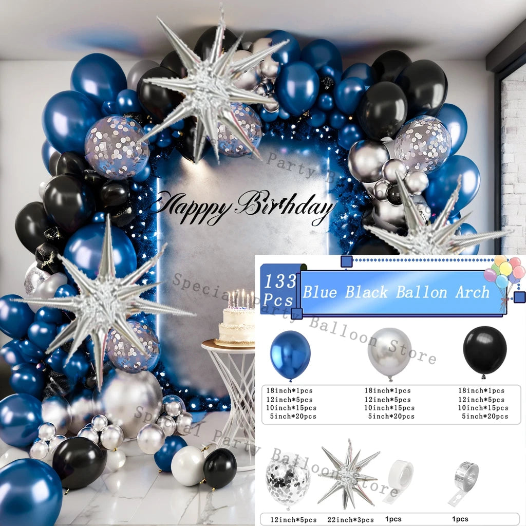 Kit arco ghirlanda di palloncini neri viola argento Palloncino di coriandoli in lattice Decorazioni per feste di buon compleanno Anniversario di matrimonio Baby Shower