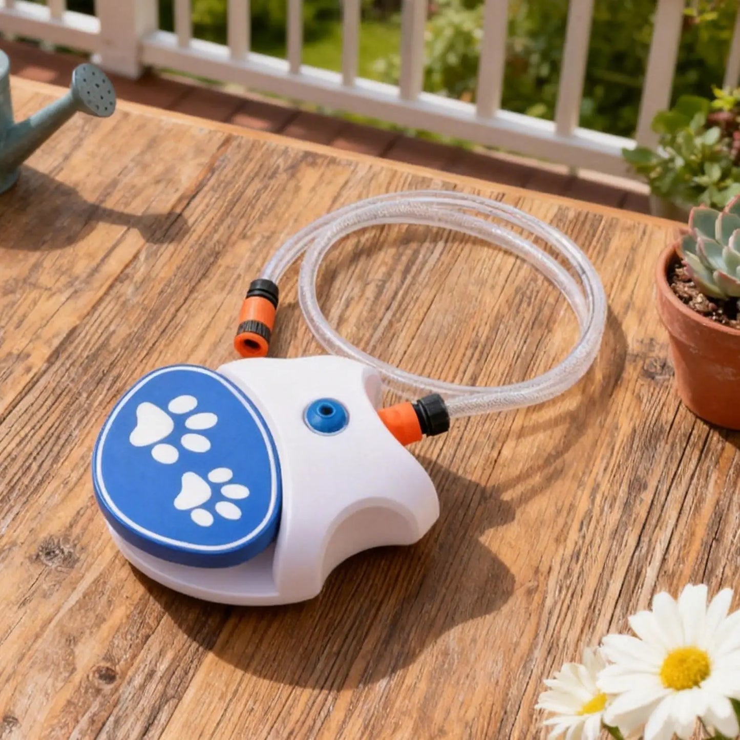 Fontana d'Acqua per Cani con Tubo da 162 cm, Distributore d'Acqua a Pedale per Cani, Spruzzatore per Patio, Giardino e Prato