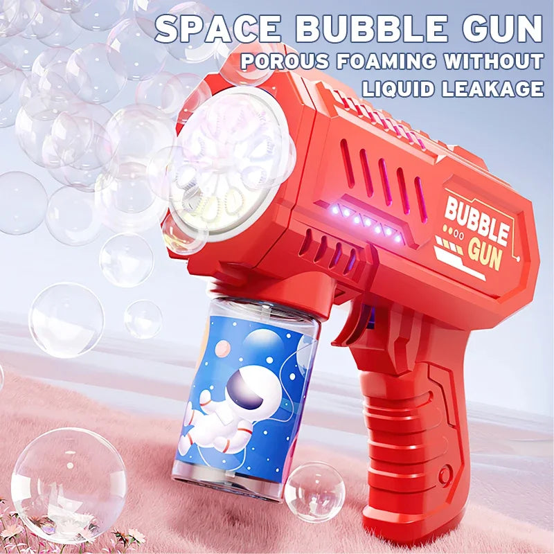 Macchina per bolle a razzo con pistola a bolle completamente automatica, soffiatore automatico con giocattolo liquido a bolle per regali di bolle all'aperto da spiaggia per bambini