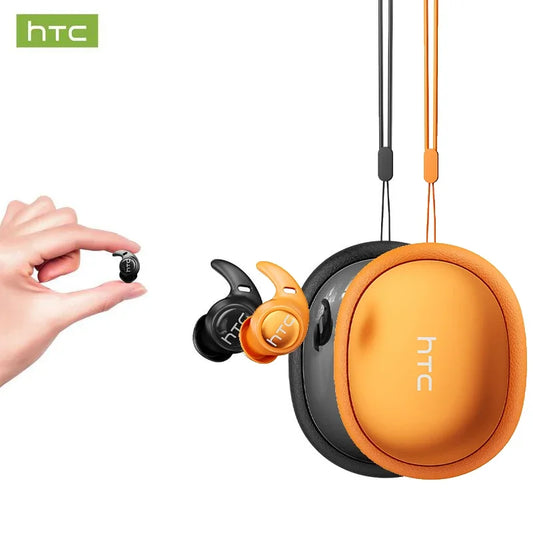 Auricolari Bluetooth HTC NE76, Cuffie Wireless Mini Invisibili con Traduttore AI, Auricolari Morbidi per il Sonno, Colore Arancione