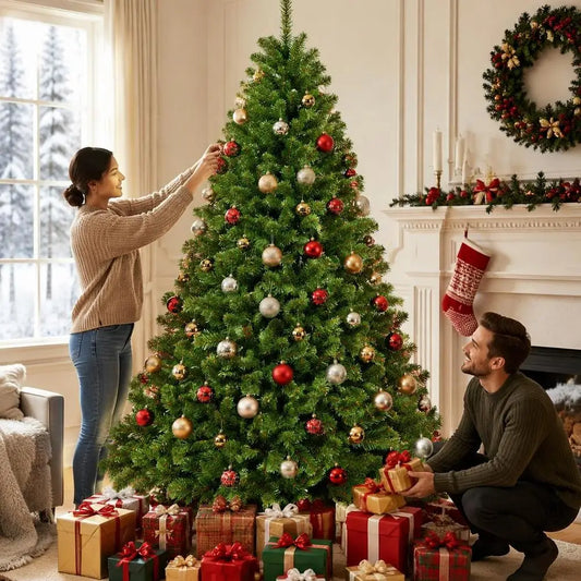 Albero di Natale artificiale in PVC senza luci, 6 piedi, con giunti a cerniera