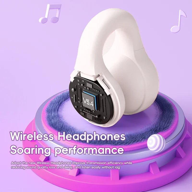 Cuffie con clip auricolari wireless EX53 Design a cartoni animati Display digitale intelligente Regolazione del volume Vestibilità sicura e comfort Auricolari Bluetooth