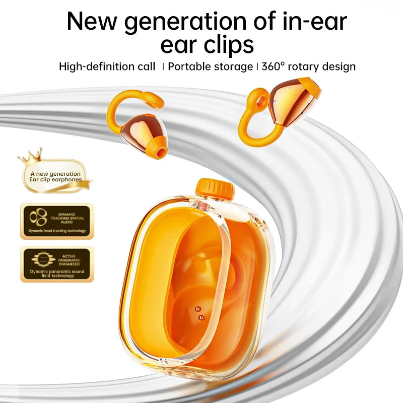 Auricolari wireless Custodia di ricarica rotante Ganci per l'orecchio con clip con AI ENC IPX7 Auricolari sportivi impermeabili per la corsa in palestra 2025 Nuovo
