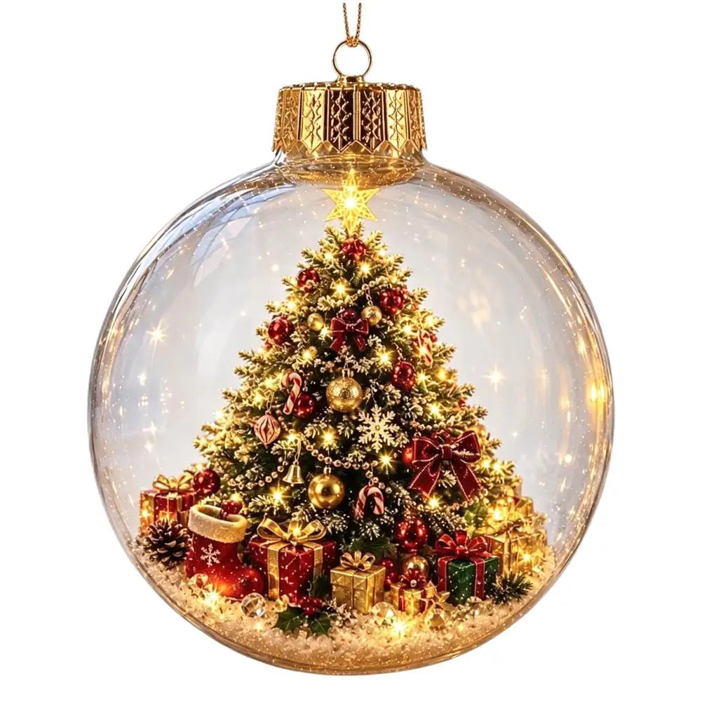 Decorazioni Natalizie con Luci, Creativo Schiaccianoci, Renna, Pupazzo di Neve, Albero di Natale Luminoso, Pendente Decorativo, Sfera di Cristallo