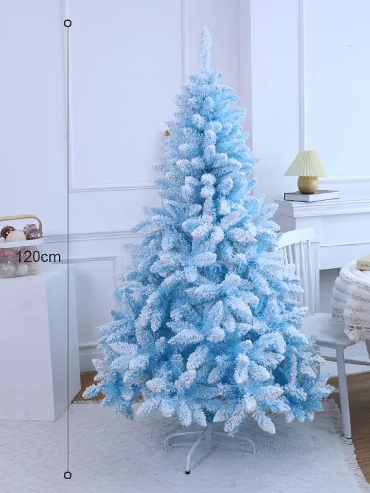 Albero di Natale Artificiale da Terra Rosa e Blu, Morbido e Premium, con Effetto Neve, 3 Misure, per Decorazioni Natalizie Domestiche e Feste