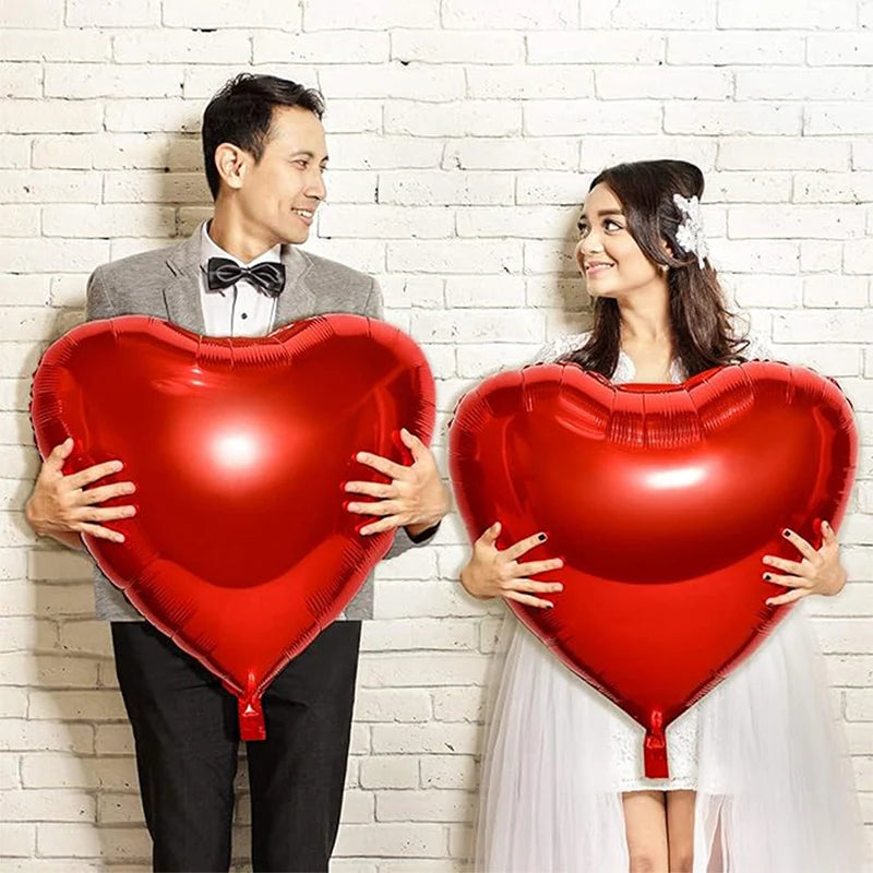 50 Pezzi Palloncini a Cuore in Foil Rosso 5/10/18/32 Pollici per San Valentino, Decorazione Romantica, Sfondo per Compleanni e Anniversari