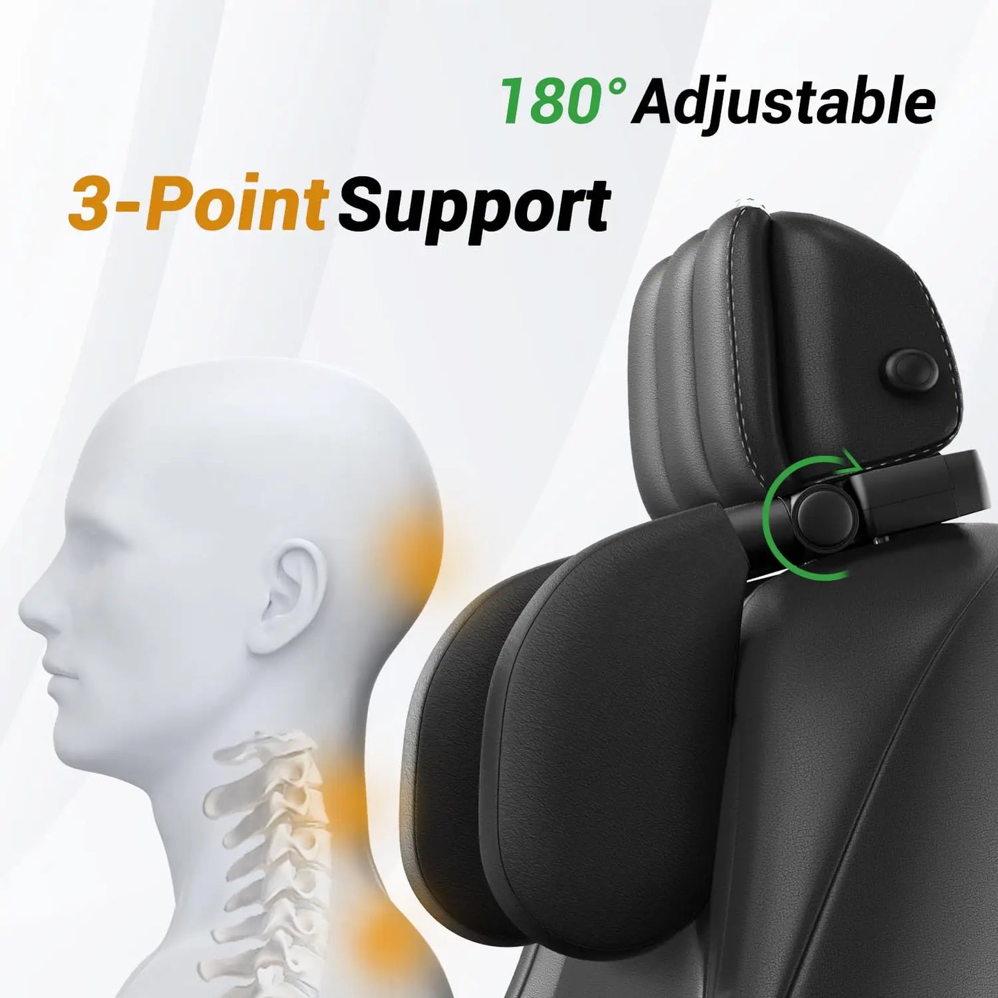 Cuscino poggiatesta per auto, poggiatesta Road Pal in memory foam addensato, cuscino di supporto per il collo, 180 °   Poggiatesta per auto regolabile, auto da viaggio per dormire