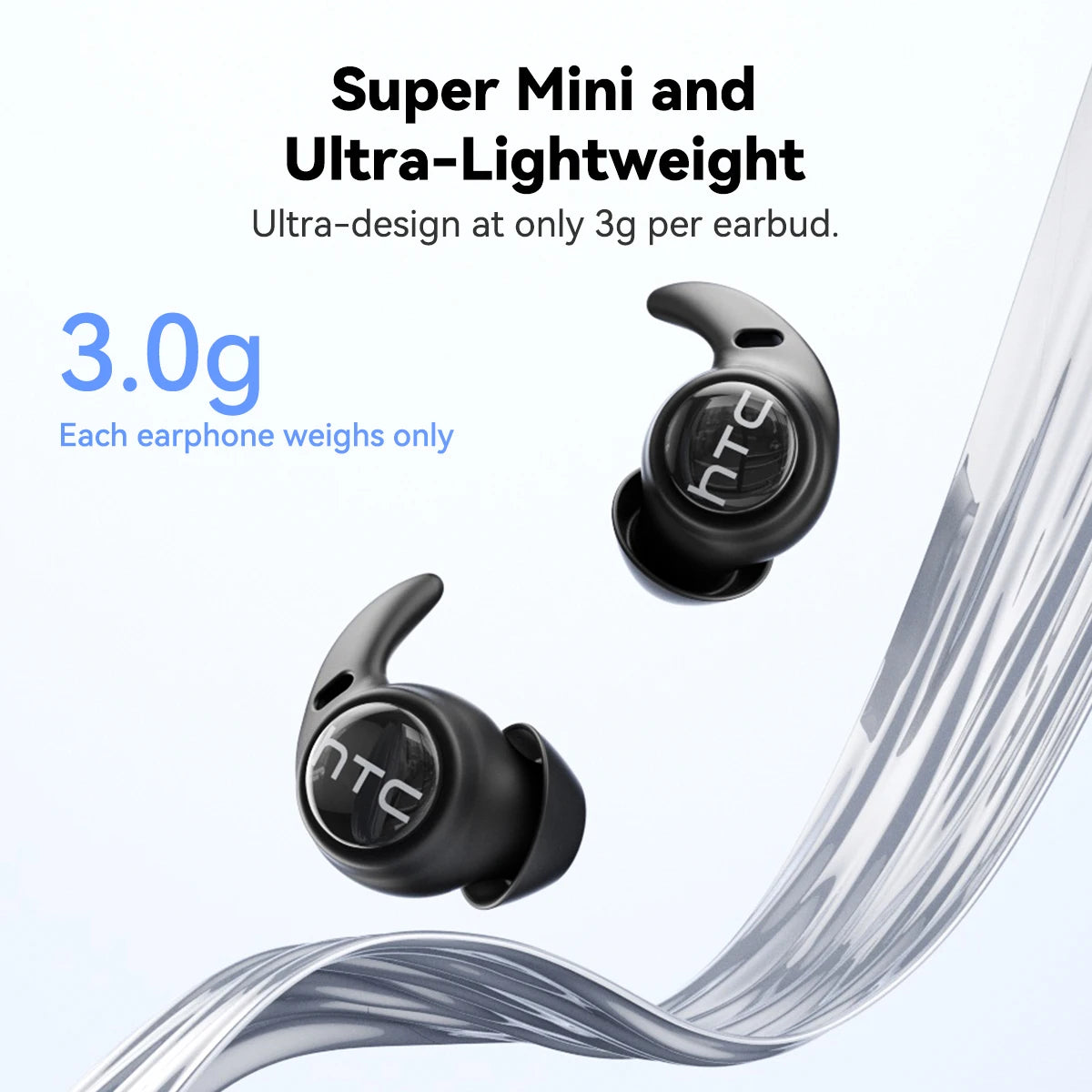 Auricolari Wireless HTC NE76 TWS con Traduttore AI, Mini Invisibili per il Sonno, Cancellazione del Rumore ENC, Bluetooth 5.3 a Bassa Latenza