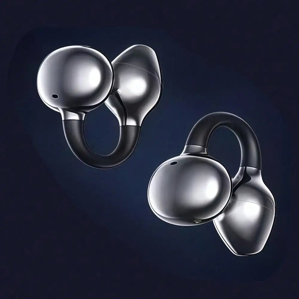 Cuffie Bluetooth Originali a Conduzione Ossea con Clip per Orecchio, Auricolari Wireless Stereo Bassi Potenti per Sport con Microfono