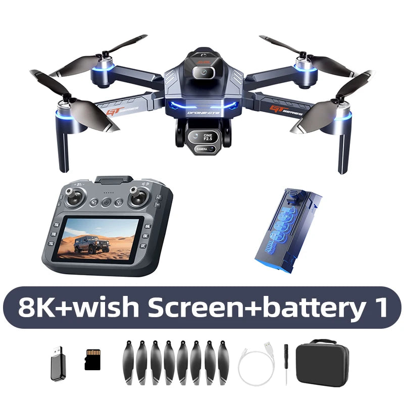 Drone Lenovo GT8 con Fotocamera Professionale 4K 8K, Evitamento Ostacoli, FPV, Pieghevole, Telecomando con Schermo Grande