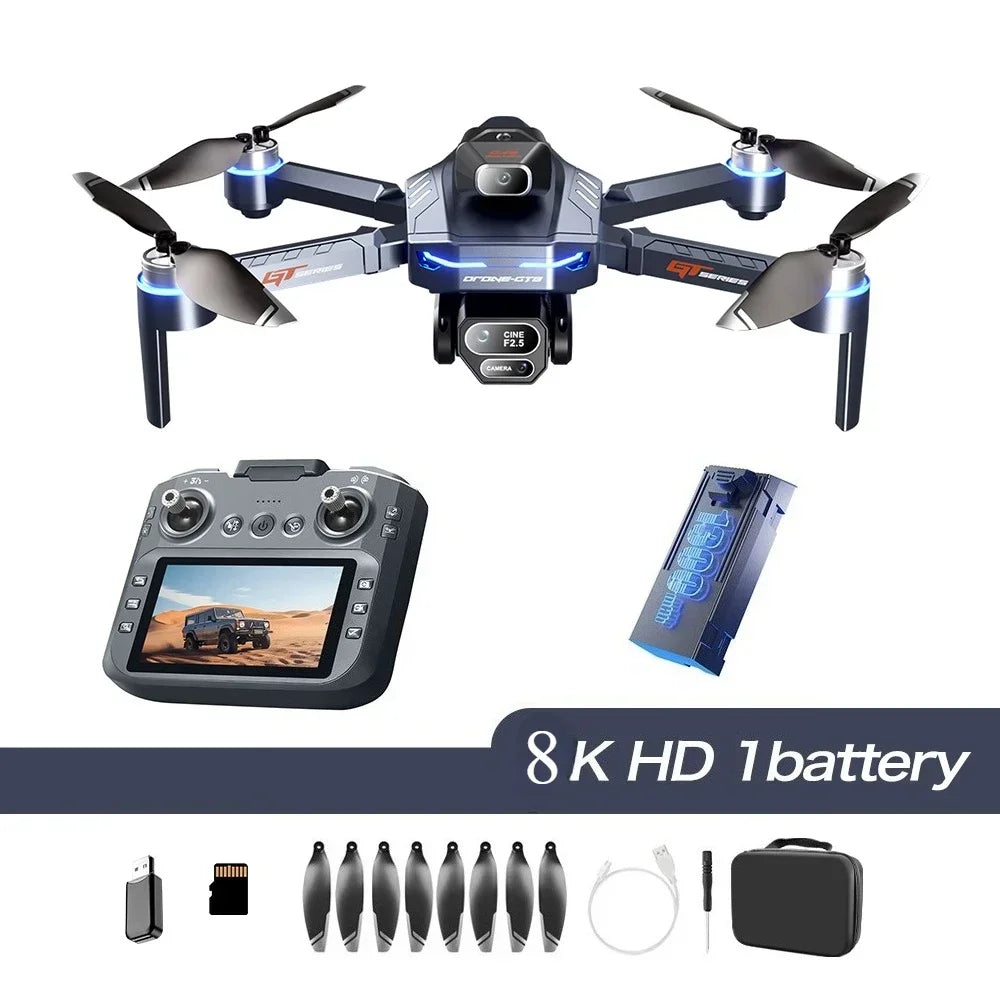 Drone 4K HD GT8 Fotocamera Evitamento Ostacoli Fotografia Aerea Drone Brushless con Schermo Pieghevole RC Drone Quadcopter RTF
