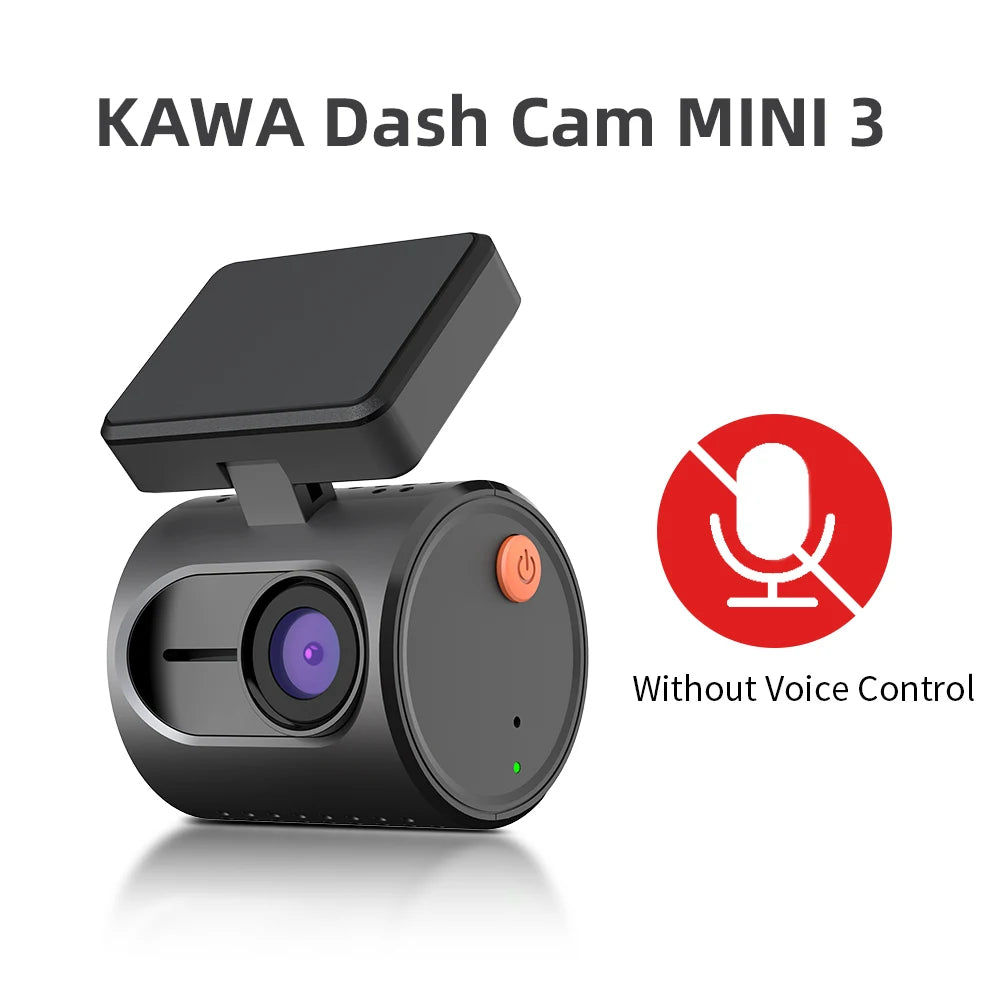 Telecamera da cruscotto 2K per auto DVR KAWA Dash Cam MINI 3 Videoregistratore Controllo vocale di emergenza Visione notturna WiFi APP Monitor Dashcam