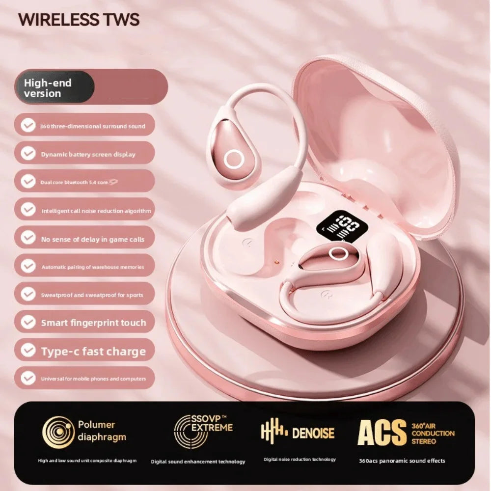 "Auricolari Bluetooth 5.4 Open-Ear per Bambini — Touch Control, Stereo Leggeri"