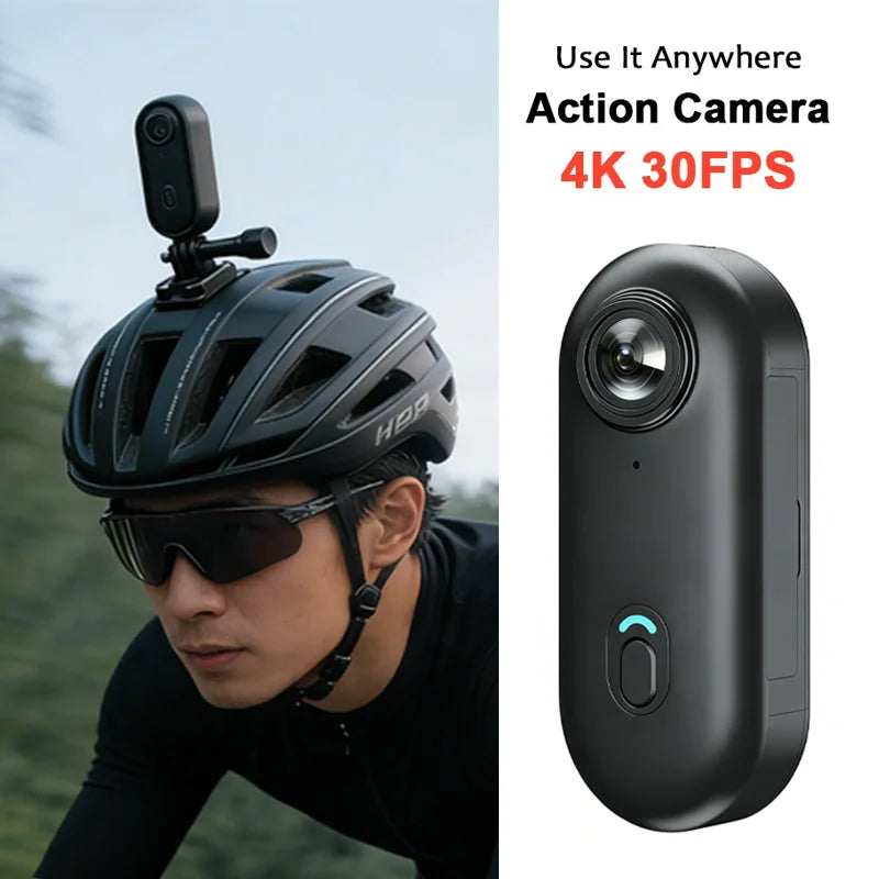 Videocamera d'Azione 4K Mini HD WiFi 2.4G Impermeabile con Clip Magnetica, Telecamera POV Indossabile per Moto e Corpo
