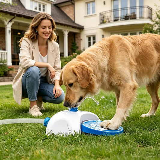 Fontana d'Acqua per Cani con Tubo da 162 cm, Distributore d'Acqua a Pedale per Cani, Spruzzatore per Patio, Giardino e Prato