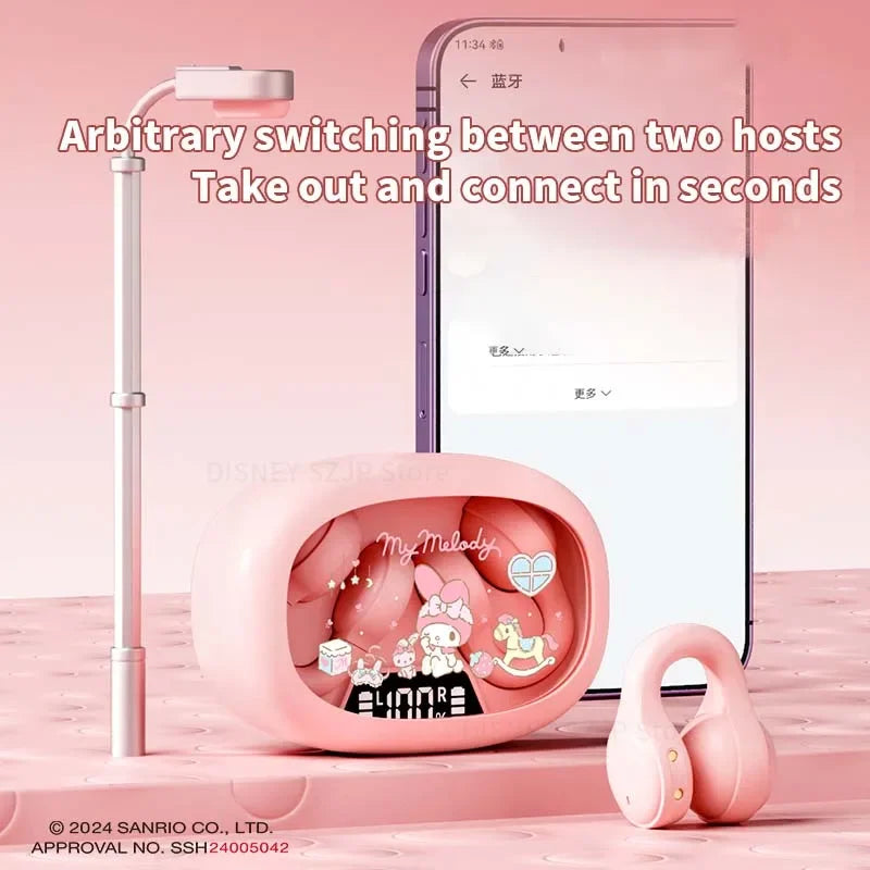 Sanrio EarClip Bluetooth 5.4 TWS Auricolari X53 Stereo HD Chiamata Auricolare con cancellazione del rumore Cuffie wireless Cuffie sportive