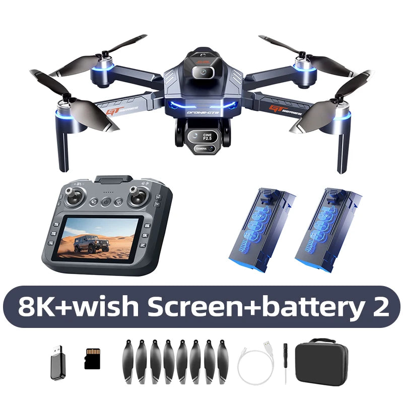 Drone Lenovo GT8 con Fotocamera Professionale 4K 8K, Evitamento Ostacoli, FPV, Pieghevole, Telecomando con Schermo Grande