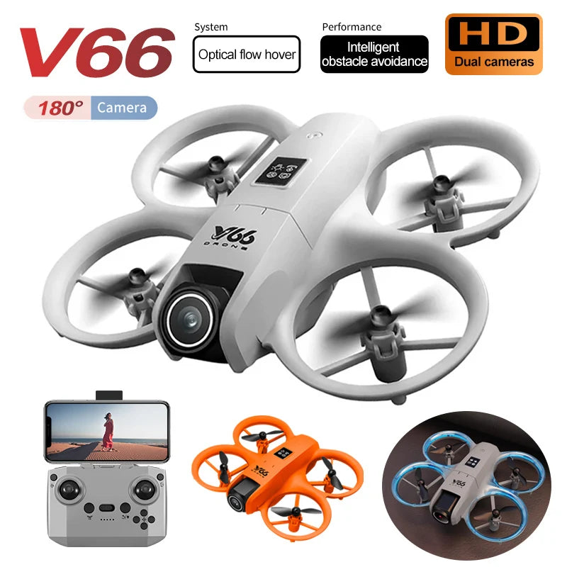 Nuovo V66 Mini Drone WIFI FPV Hover 4K Professionale HD Camera Tasca Luci Coloful Dron Rc Aereo Pieghevole RC Quadcopter Ragazzo Giocattoli