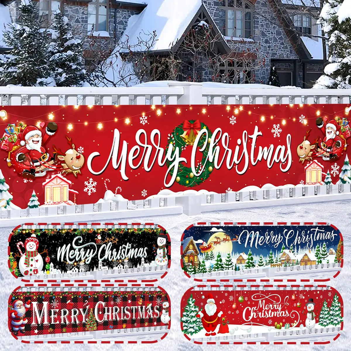 Striscione Natalizio da Esterno, Decorazioni Natalizie per Casa 2026, Addobbi Esterni per Natale, Capodanno 2027