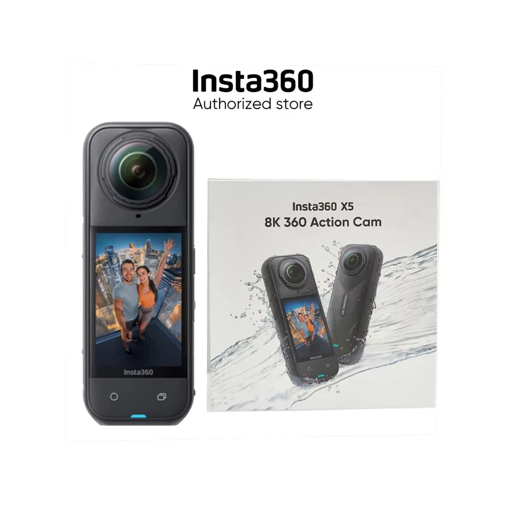 Insta360 X5 X4 Fotocamera 8K Impermeabile, Videocamera d'Azione 360° con Sensori da 1/1.28" 48MP, Video HDR 360° 8K, Foto 360° 72MP per Sport e Viaggi