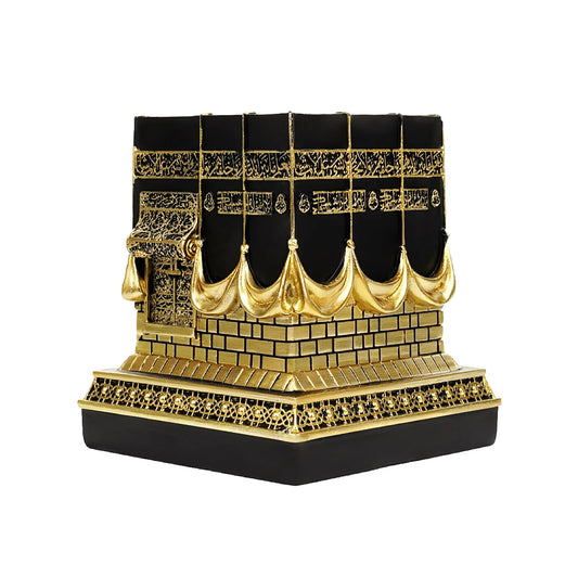 Statua in Resina della Kaaba di Mecca, Miniatura Nera e Oro della Sacra Kaaba, Ornamento da Tavolo, Regalo per Ramadan ed Eid, Decorazione Musulmana per la Casa