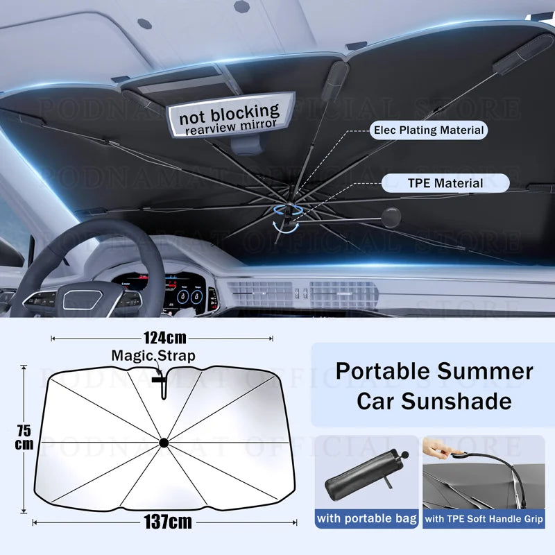 Nuovo parabrezza per auto parasole ombrellone pieghevole parasole di grandi dimensioni copertura per finestrino anteriore per protezione solare dal calore con blocco UV